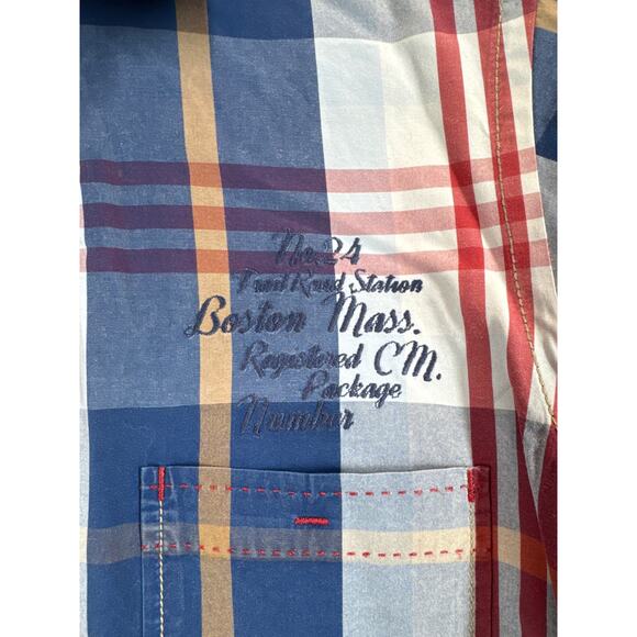 Casa Moda Casual Fit Shirt Short Sleeve Button Down Plaid Pocket Mens Sz Medium - Picture 2 of 5